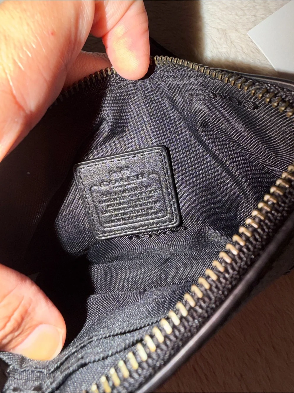 Coach Black Pebbled Leather Studded Mini Wristlet brand new